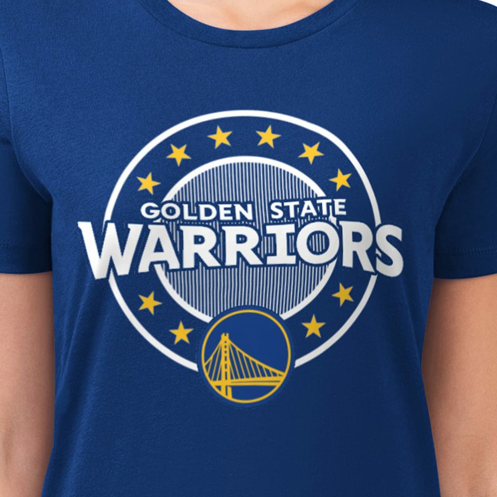 Golden State Warriors G-III 4Her by Carl Banks Women's Super-Slim Lightweight Pinstripe Circle Graphic T-Shirt sale - Royal sale