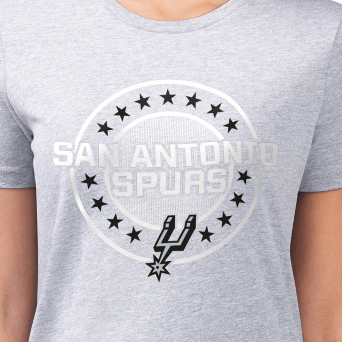 San Antonio Spurs G-III 4Her by Carl Banks Women's Super-Slim Lightweight Pinstripe Circle Graphic T-Shirt - Gray cheap