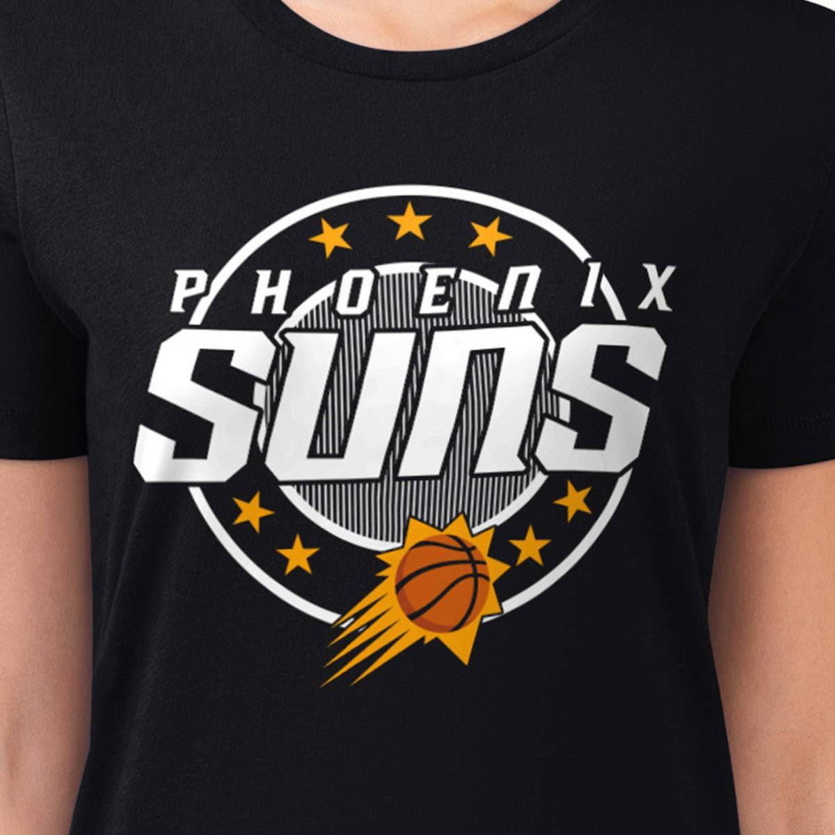 Phoenix Suns G-III 4Her by Carl Banks Women's Super-Slim Lightweight Pinstripe Circle Graphic T-Shirt - Black outlet