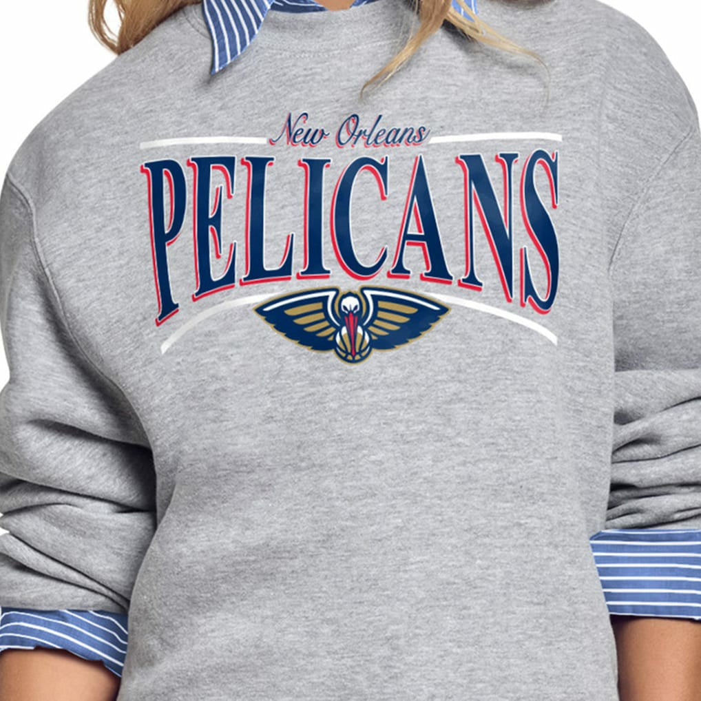New Orleans Pelicans Starter Women's Arch Stripe Fleece Crewneck Sweatshirt - Gray outlet