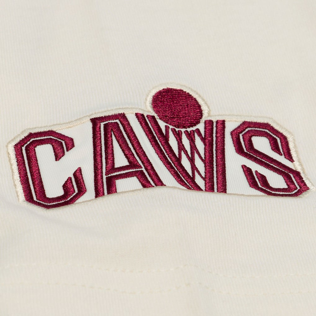 Cleveland Cavaliers Hardwood Classics Chainstitch Premium T-Shirt sale - Cream | Mitchell & Ness discount