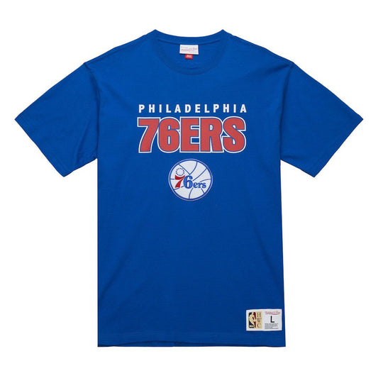 Philadelphia 76ers Hardwood Classics Throw It Back Premium T-Shirt - Royal | Mitchell & Ness outlet