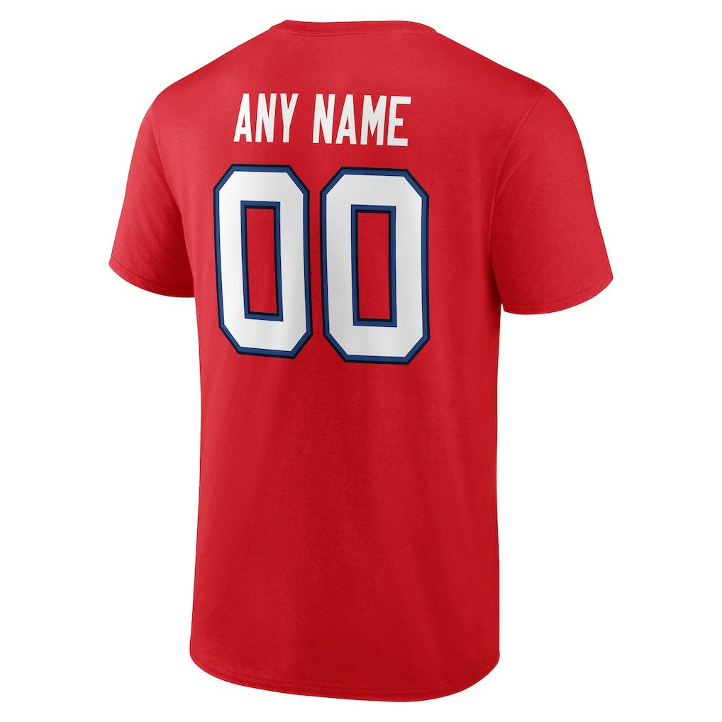 Buffalo Bills Team Authentic Personalized Name & Number T-Shirt - Red for sale