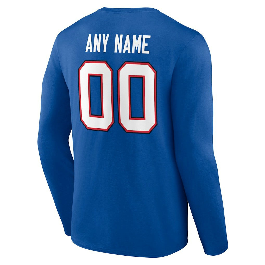 Buffalo Bills Team Authentic Personalized Name & Number Long Sleeve T-Shirt - Royal cheap