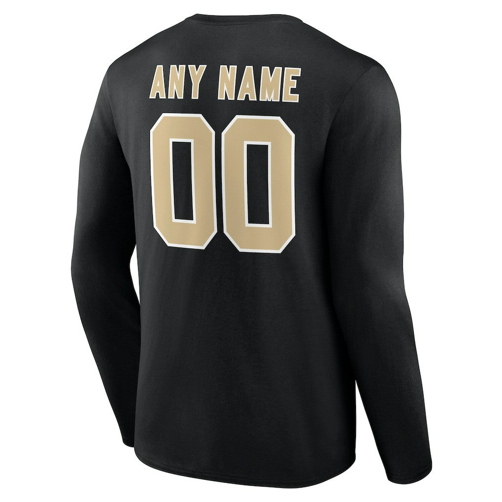 New Orleans Saints Team Authentic Personalized Name & Number Long Sleeve T-Shirt - Black on sale