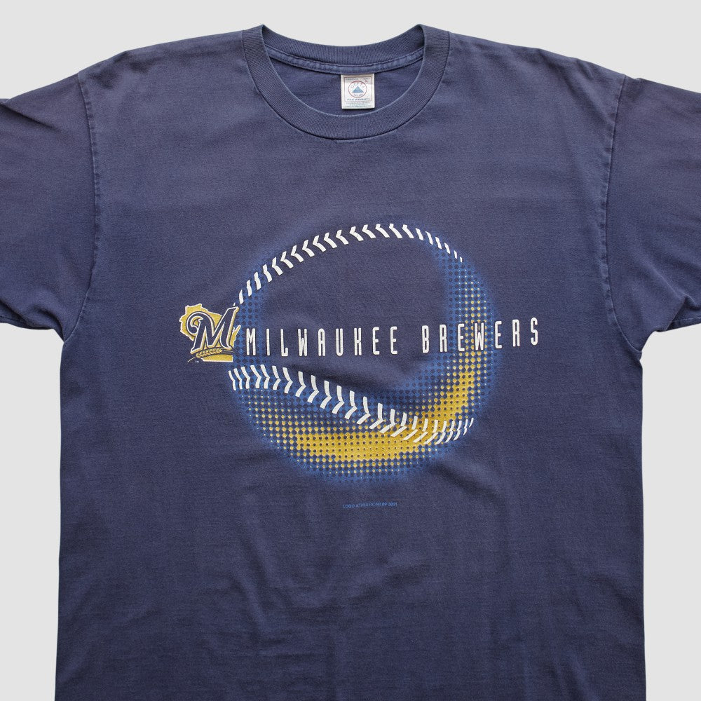 Milwaukee Brewers Logo Athletic 2001 T-shirt - Navy Vintage