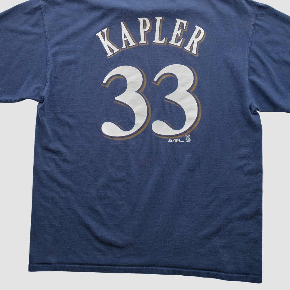 Milwaukee Brewers Majestic 2000s T-shirt - Navy Vintage