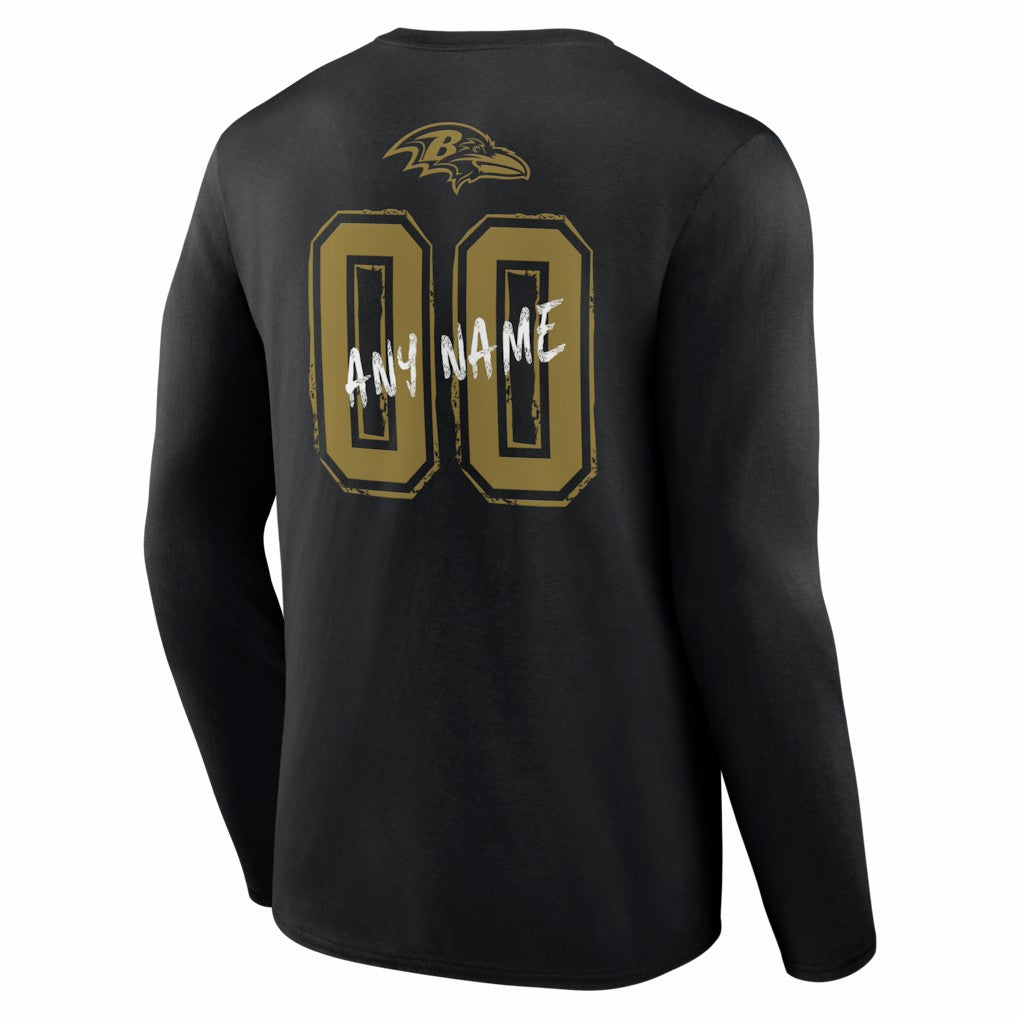 Baltimore Ravens Hustle Personalized Name & Number Long Sleeve T-Shirt - Black outlet