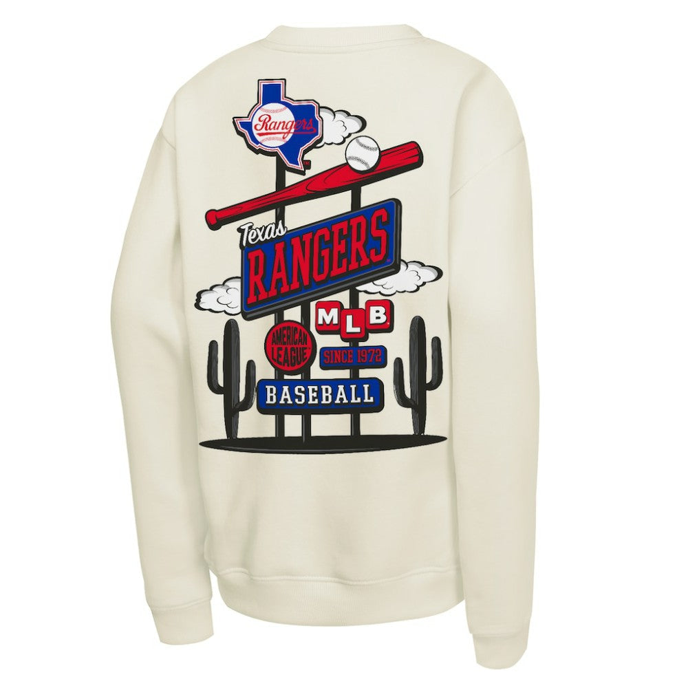 Texas Rangers Youth Retro Billboard Sweatshirt - Natural | Mitchell & Ness