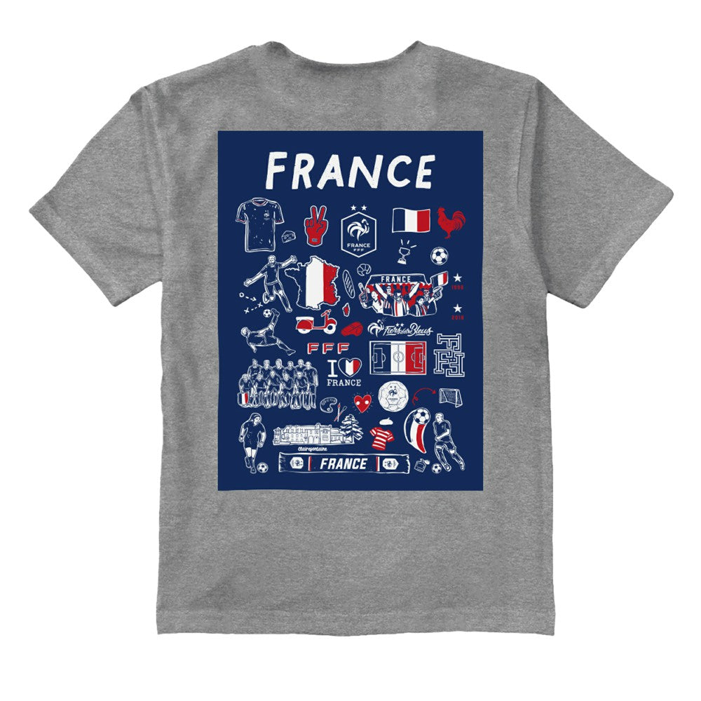 France National Team Vive La Fete Youth Impressions Artwork T-Shirt - Gray for sale