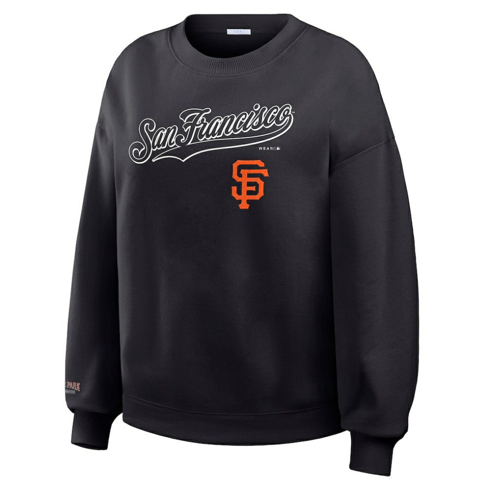 San Francisco Giants WEAR by Erin Andrews Women's Heavyweight Crew Neck Sweatshirt - Black