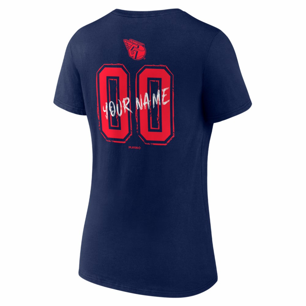 Cleveland Guardians Women's Hustle Personalized Name & Number V-Neck T-Shirt - Navy