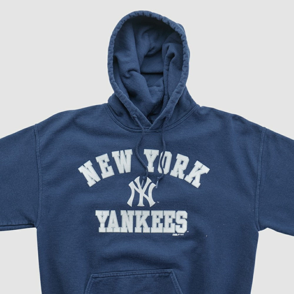 New York Yankees Stitches 2010s Hooded Pullover Sweatshirt - Navy Vintage