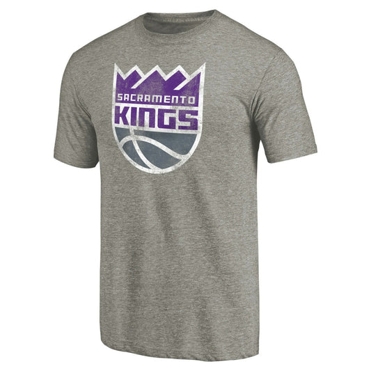 Sacramento Kings Distressed Team Logo Tri-Blend T-Shirt - Heather Gray cheap