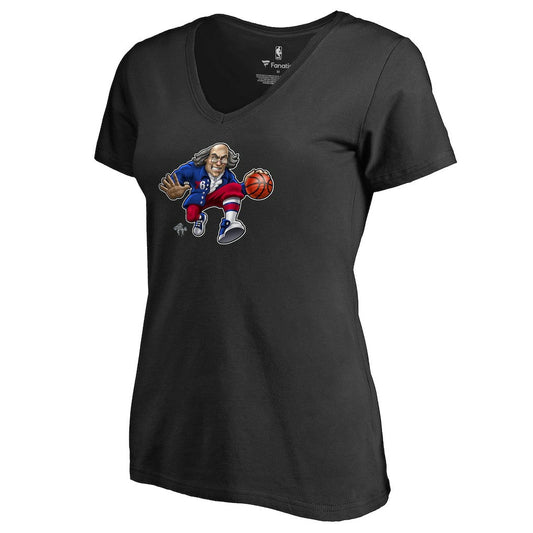Philadelphia 76ers Women's Midnight Mascot V-Neck T-Shirt - Black cheap