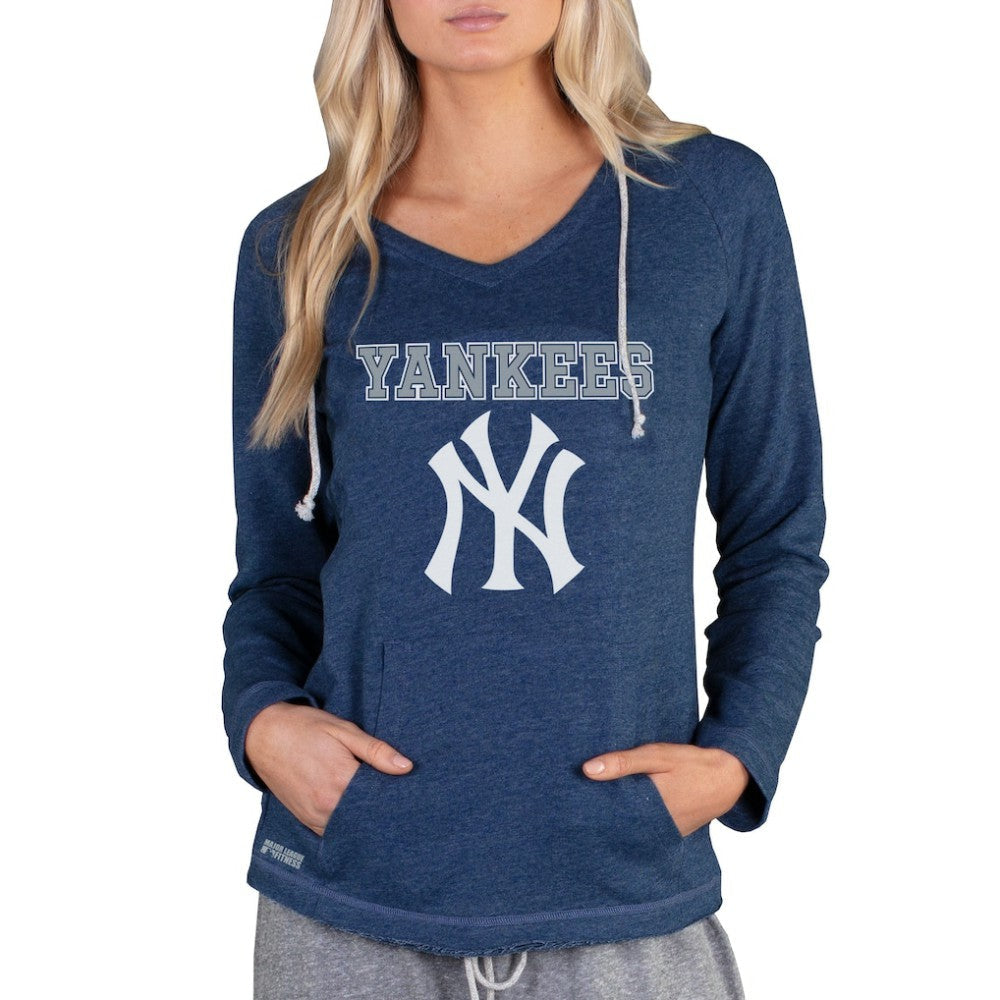 New York Yankees Concepts Sport Women's Mainstream Terry Long Sleeve Hoodie Top - Navy