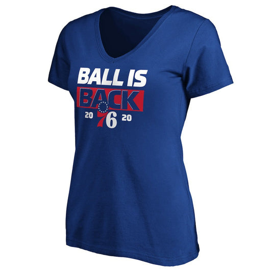 Philadelphia 76ers Women's Ball Is Back V-Neck T-Shirt - Royal for sale