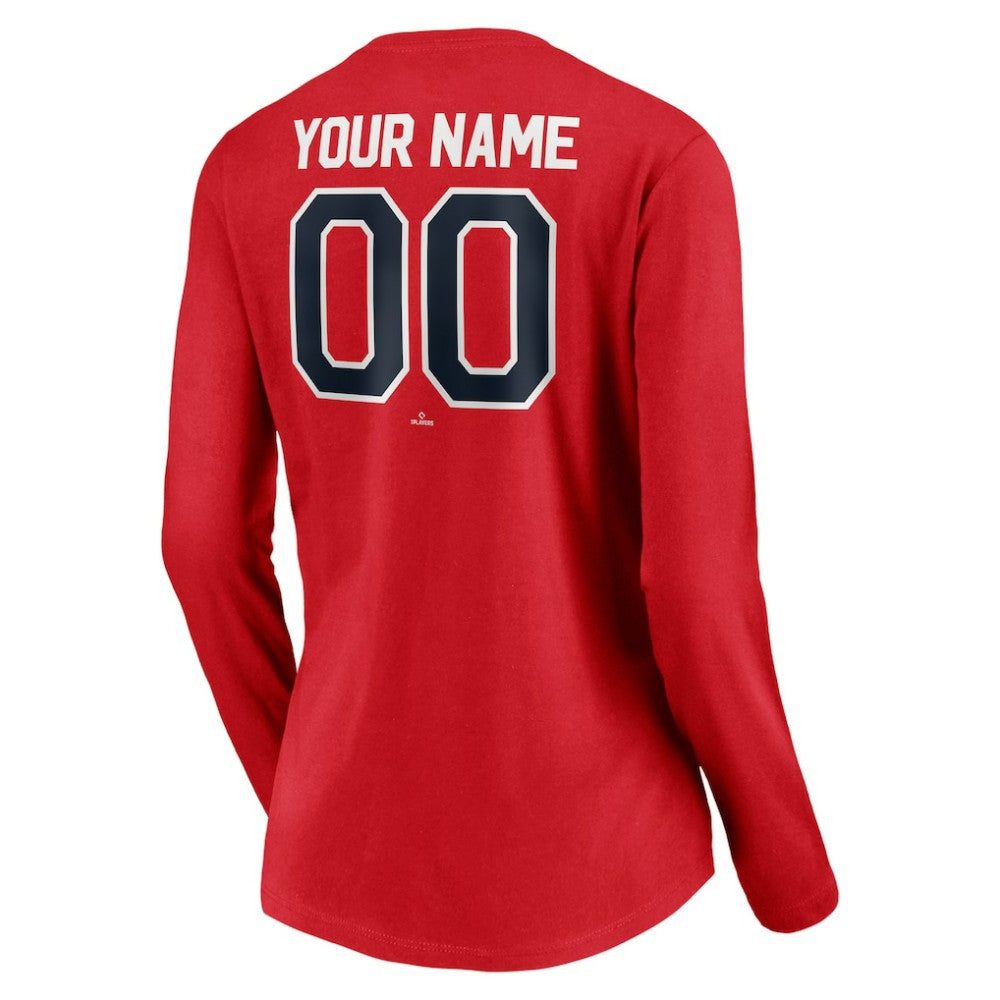 St. Louis Cardinals Women's Personalized Winning Streak Name & Number Long Sleeve V-Neck T-Shirt - Red