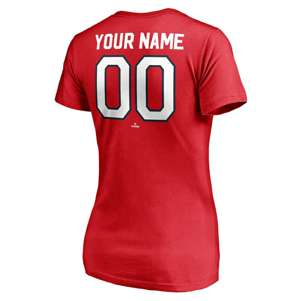 Washington Nationals Women's Cooperstown Winning Streak Personalized Name & Number V-Neck T-Shirt - Red