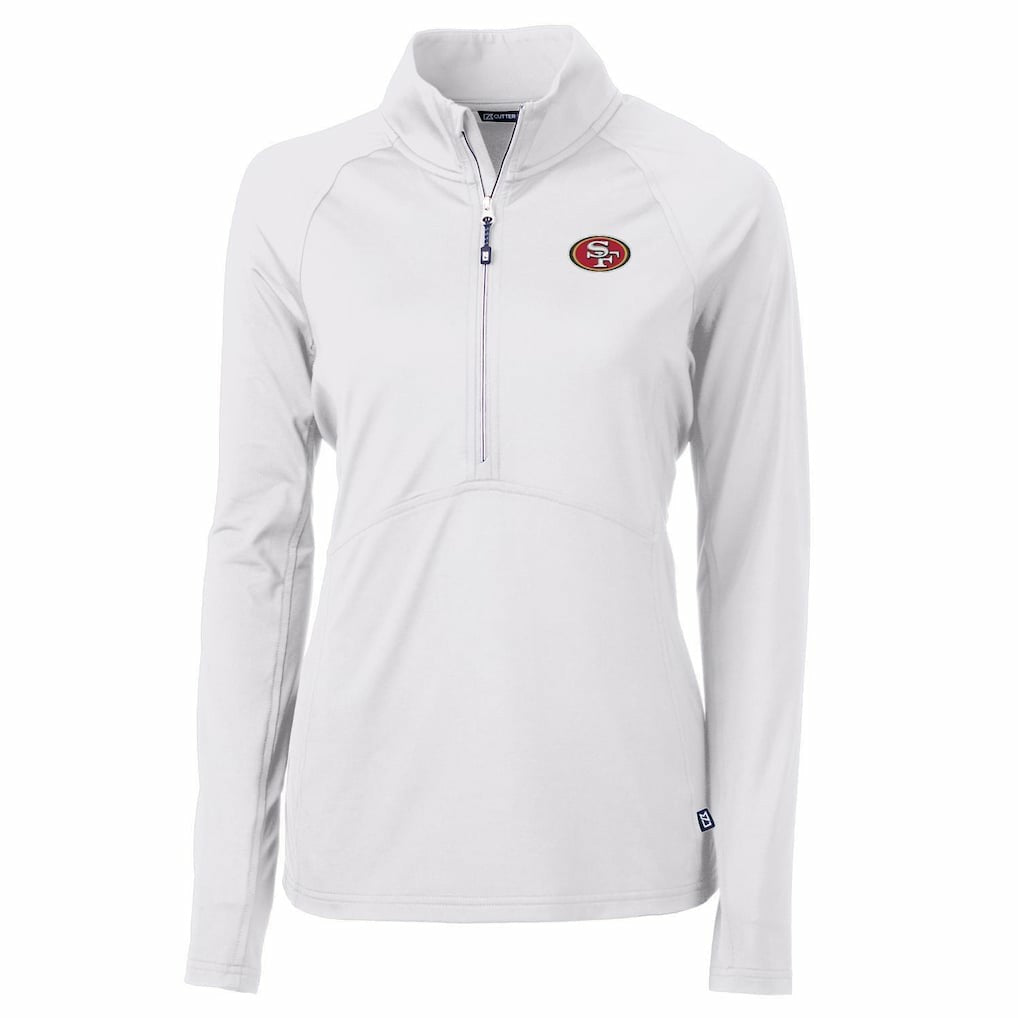 San Francisco 49ers Cutter & Buck Women's Adapt Eco Knit Half-Zip Pullover Jacket - White online