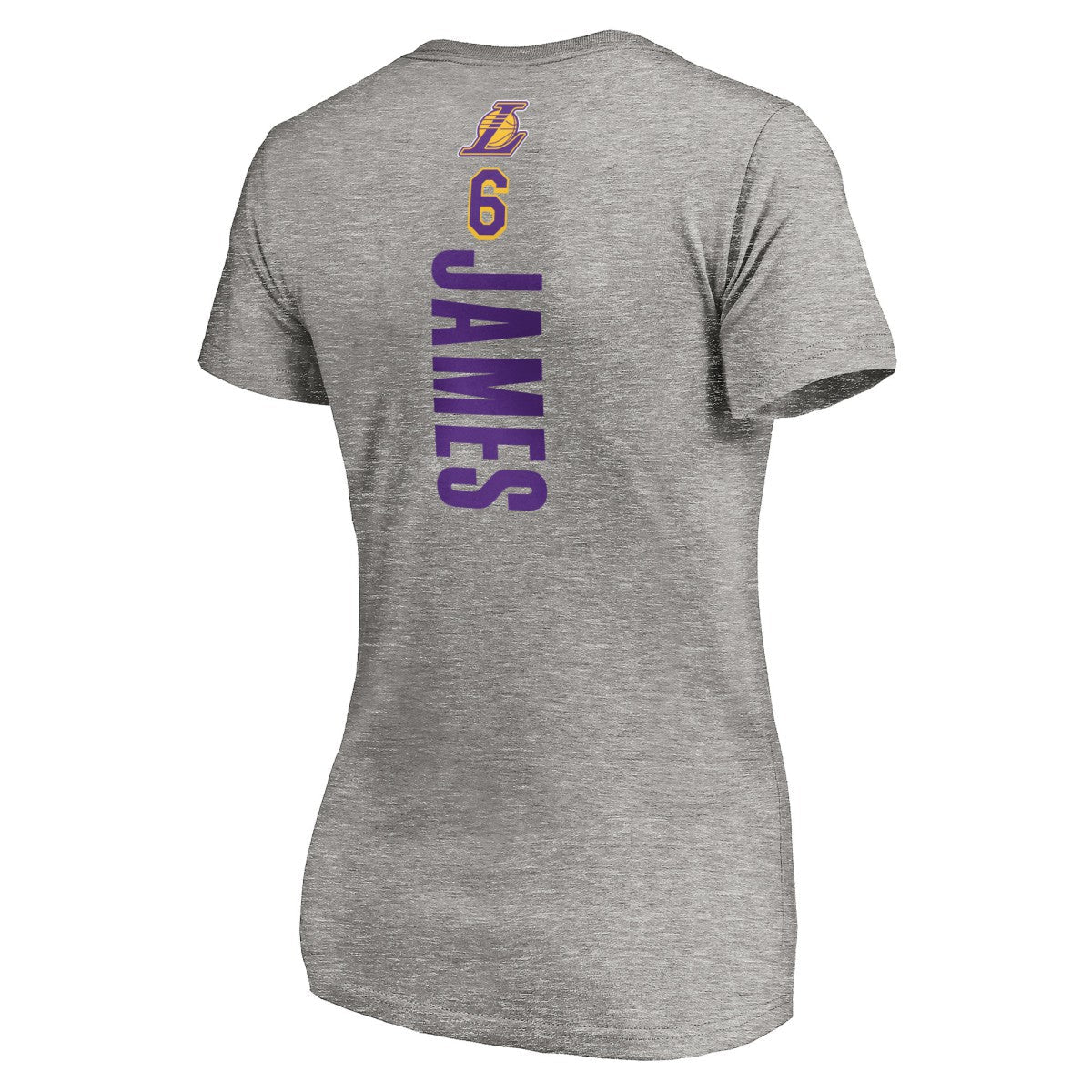 LeBron James Los Angeles Lakers Women's #6 Playmaker Name & Number V-Neck T-Shirt - Heathered Gray for sale