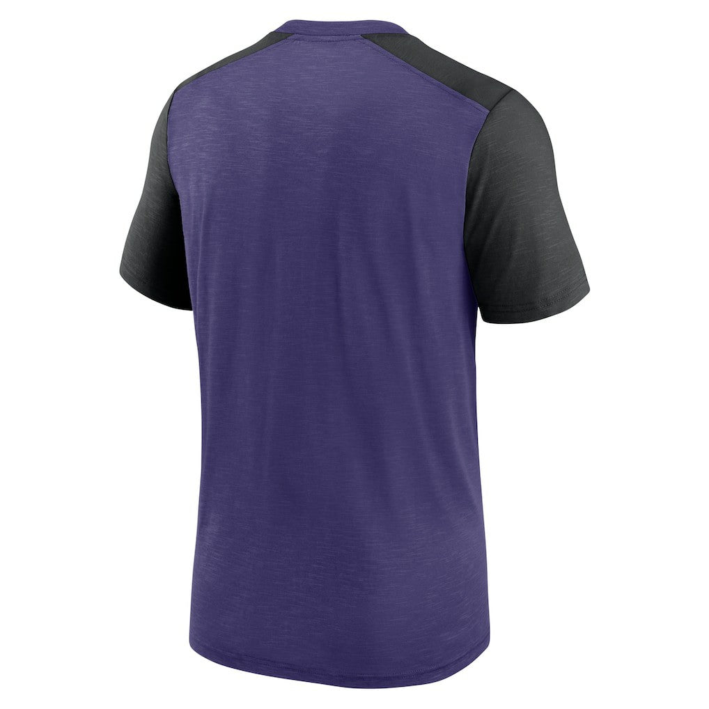 Baltimore Ravens Color Block Team Name T-Shirt - Heathered Purple/Heathered Black | Nike cheap