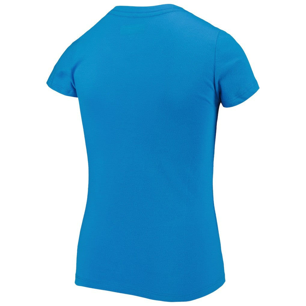 Carolina Panthers New Era Girls Youth Reverse Sequin Wordmark V-Neck T-Shirt - Blue cheap