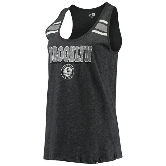Brooklyn Nets Women's Scoop-Neck Racerback Tank Top - Heathered Black | New Era sale