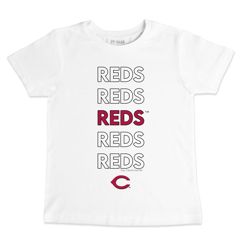 Cincinnati Reds Tiny Turnip Youth Stacked T-Shirt - White