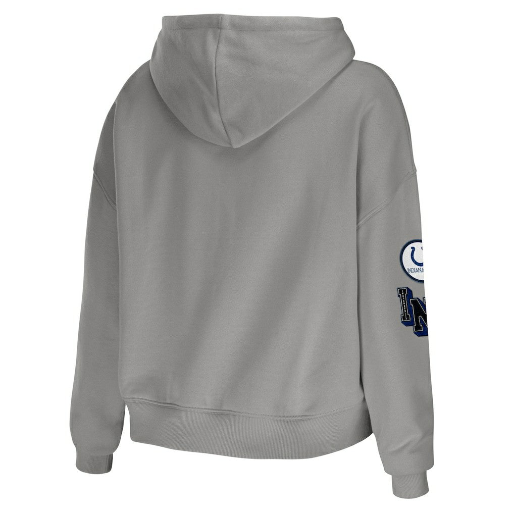 Indianapolis Colts WEAR by Erin Andrews Women's Modest Cropped Pullover Hoodie - Gray outlet