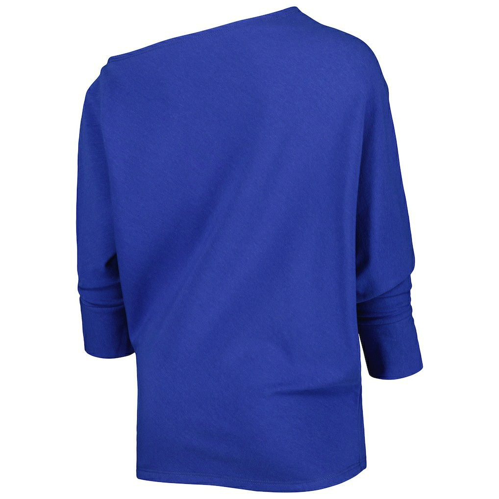Buffalo Bills KIYA TOMLIN Women's Twisted Tri-Blend Asymmetrical 3/4-Dolman Sleeve Sweatshirt - Royal outlet