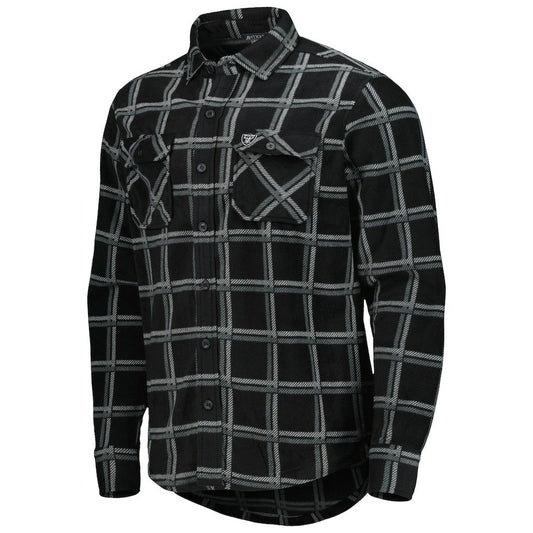 Las Vegas Raiders Antigua Industry Flannel Button-Up Shirt Jacket - Black for sale