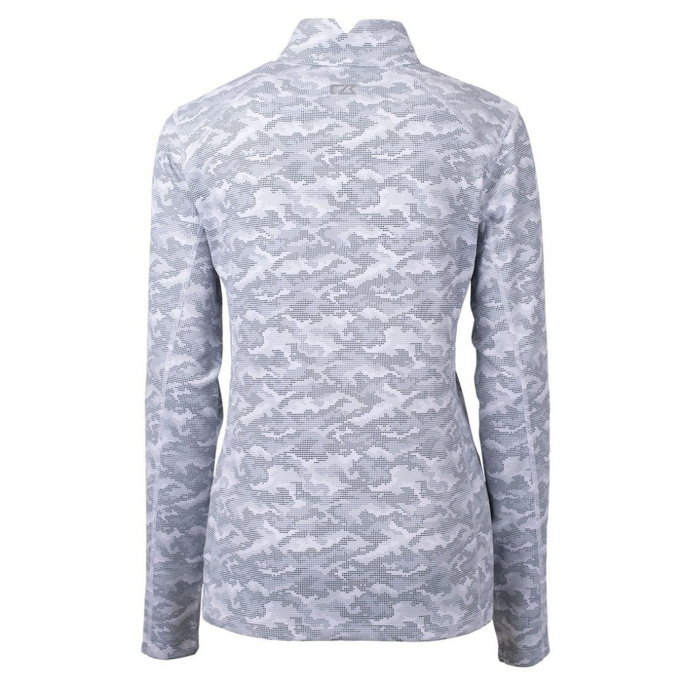 New York Yankees Cutter & Buck Women's Traverse Camo Print Stretch Quarter-Zip Pullover Top - Charcoal