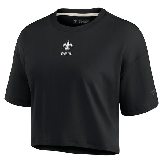 New Orleans Saints Women's Elements Super Soft Boxy Cropped T-Shirt - Black outlet