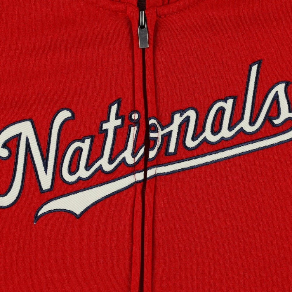 Washington Nationals Youth Wordmark Full-Zip Fleece Hoodie - Red