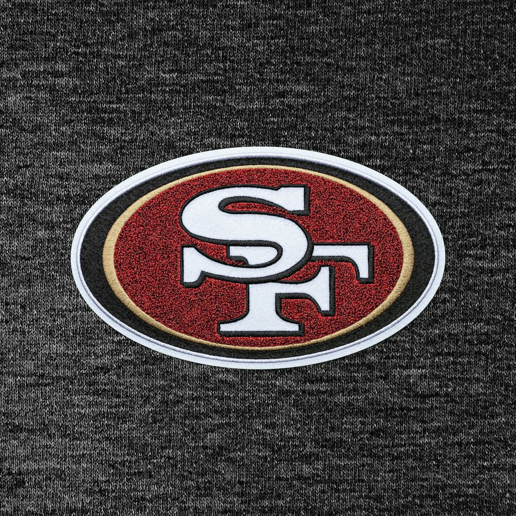 San Francisco 49ers Antigua Action Chenille Pullover Hoodie - Heathered Black sale