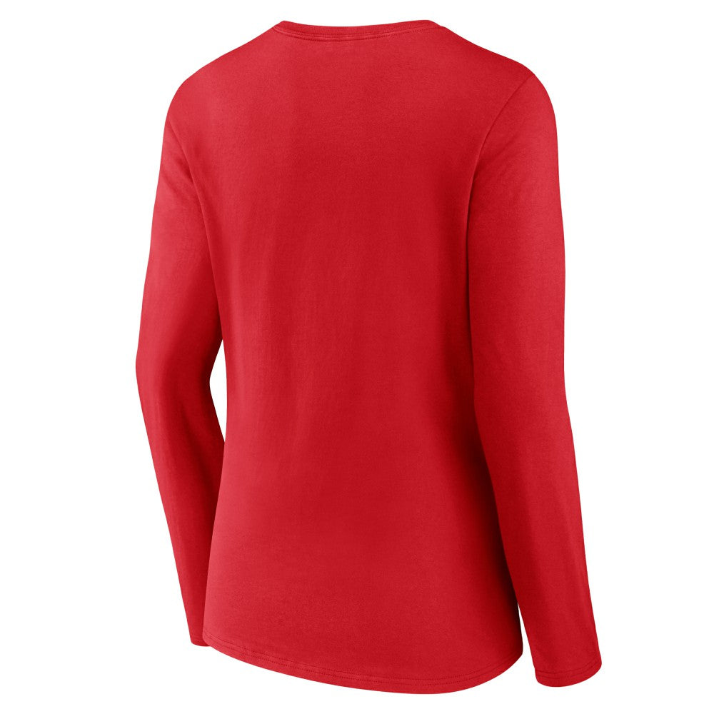 Cincinnati Reds Women's Live For It Long Sleeve Long Sleeve V-Neck T-Shirt - Red