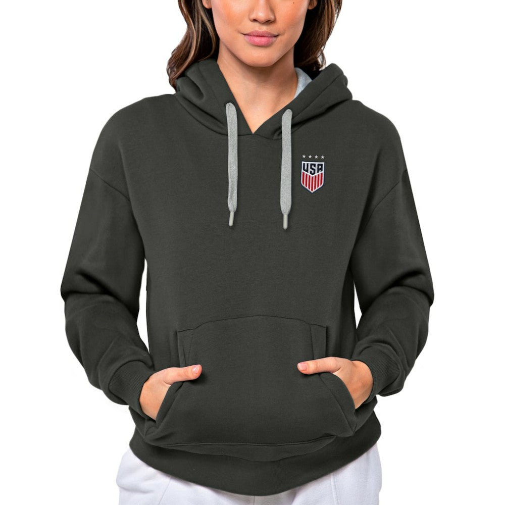 USWNT Antigua Women's Victory Pullover Hoodie - Charcoal on sale