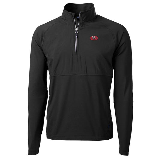 San Francisco 49ers Cutter & Buck Adapt Eco Knit Hybrid Recycled Quarter-Zip Throwback Pullover Top - Black online