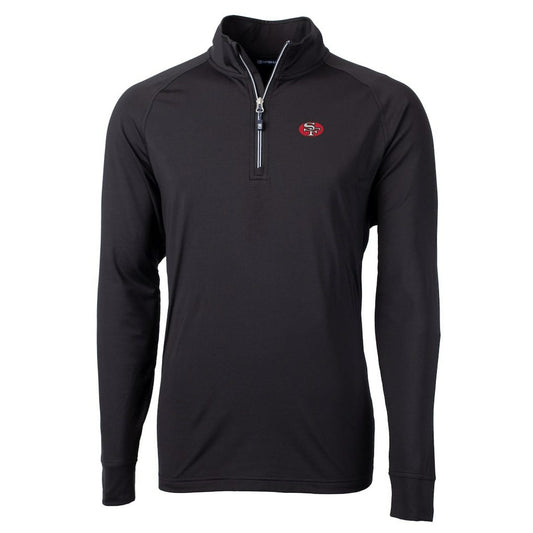 San Francisco 49ers Cutter & Buck Adapt Eco Knit Stretch Recycled Quarter-Zip Throwback Pullover Top - Black cheap