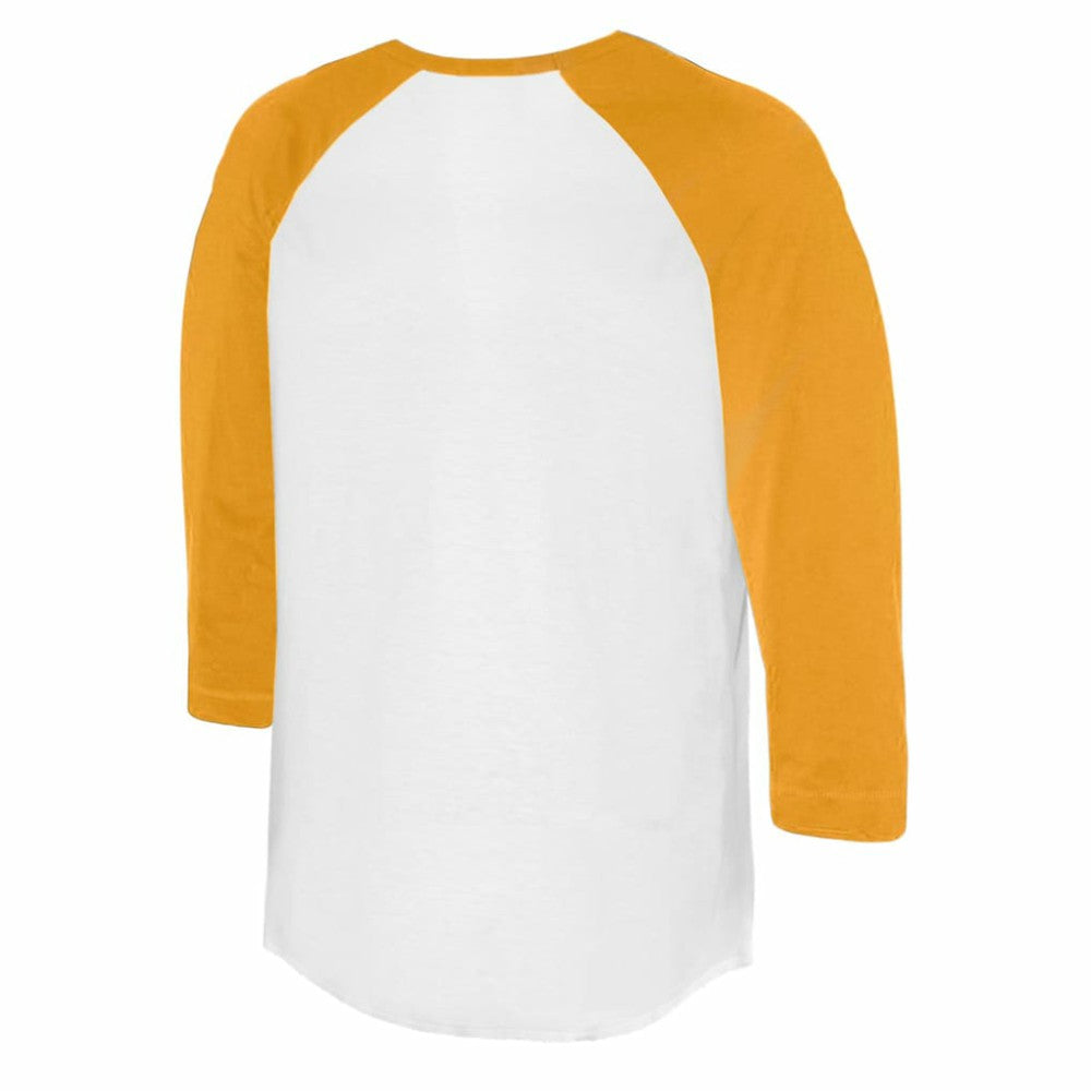 San Diego Padres Tiny Turnip Women's Peace Love Baseball 3/4-Sleeve Raglan T-Shirt - White/Gold