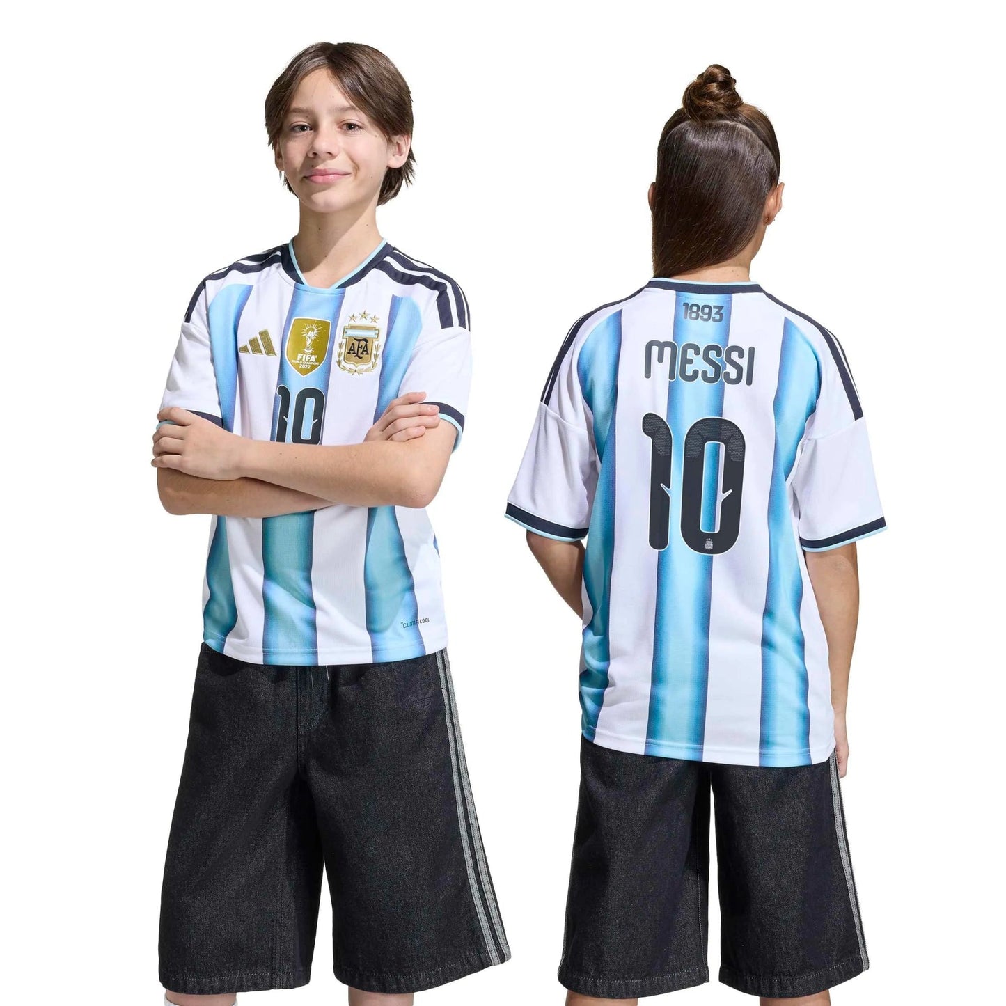 2026 Argentina Youth Stadium Home Messi #10 Soccer Jersey White / Icey Blue / Light Blue