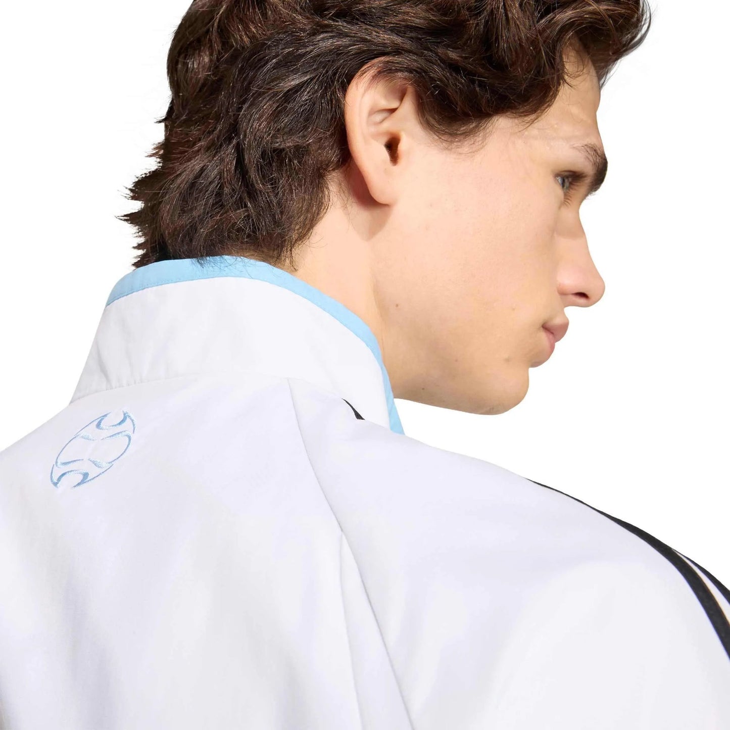 2006 Argentina Men's Retro Home Track Top White / Clear Blue