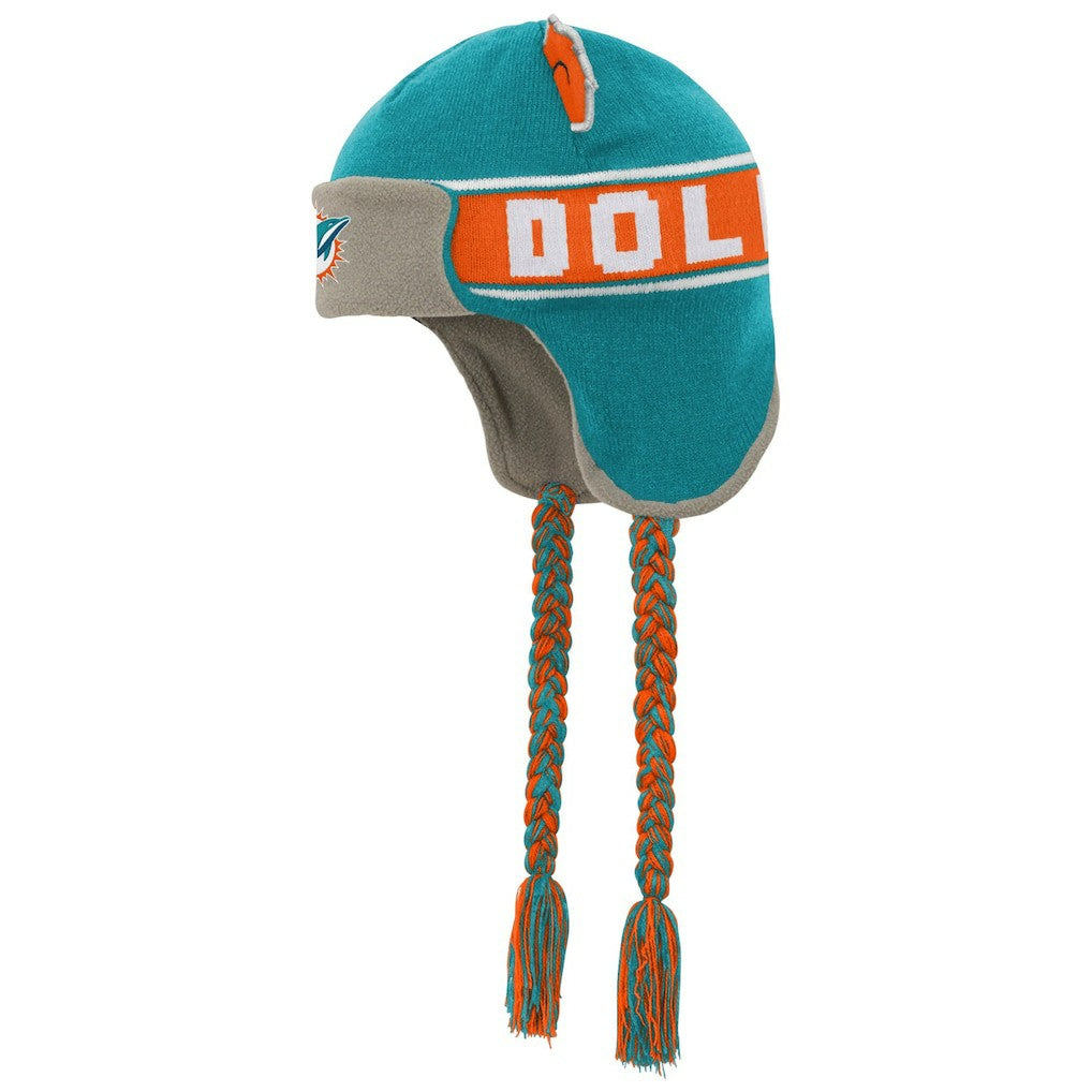 Miami Dolphins Youth Wordmark Ears Trooper Knit Hat - Aqua cheap