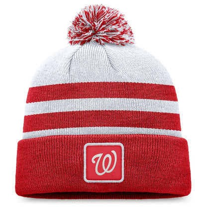 Washington Nationals Cuffed Knit Hat with Pom - Gray