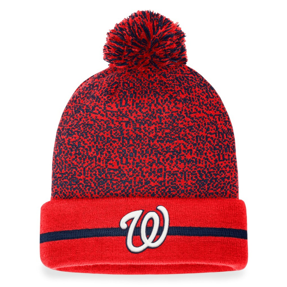 Washington Nationals Space-Dye Cuffed Knit Hat with Pom - Red/Navy