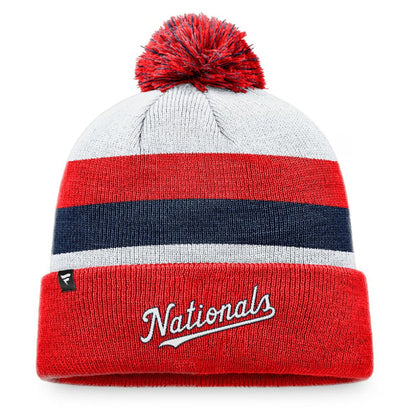 Washington Nationals Stripe Cuffed Knit Hat with Pom - Red