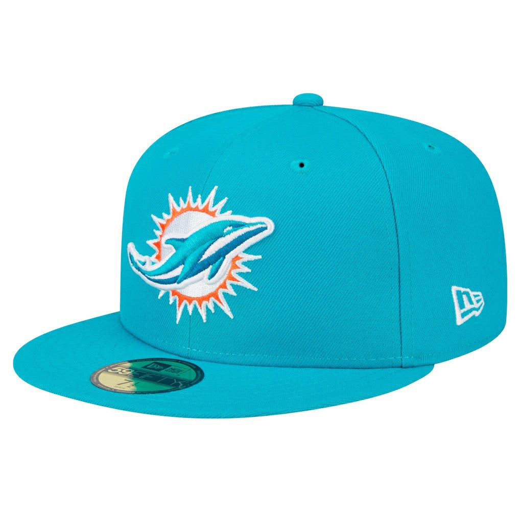 Miami Dolphins New Era Main Patch 59FIFTY Fitted Hat - Aqua outlet