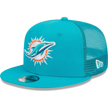 Miami Dolphins New Era Youth Main Trucker 9FIFTY Snapback Hat - Aqua cheap