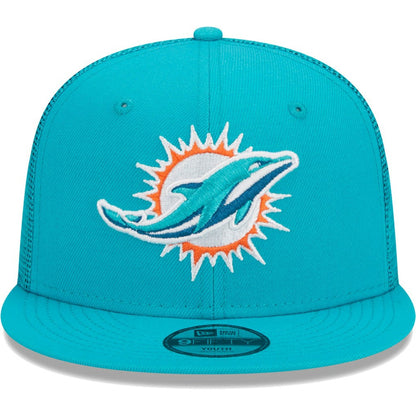 Miami Dolphins New Era Youth Main Trucker 9FIFTY Snapback Hat - Aqua cheap